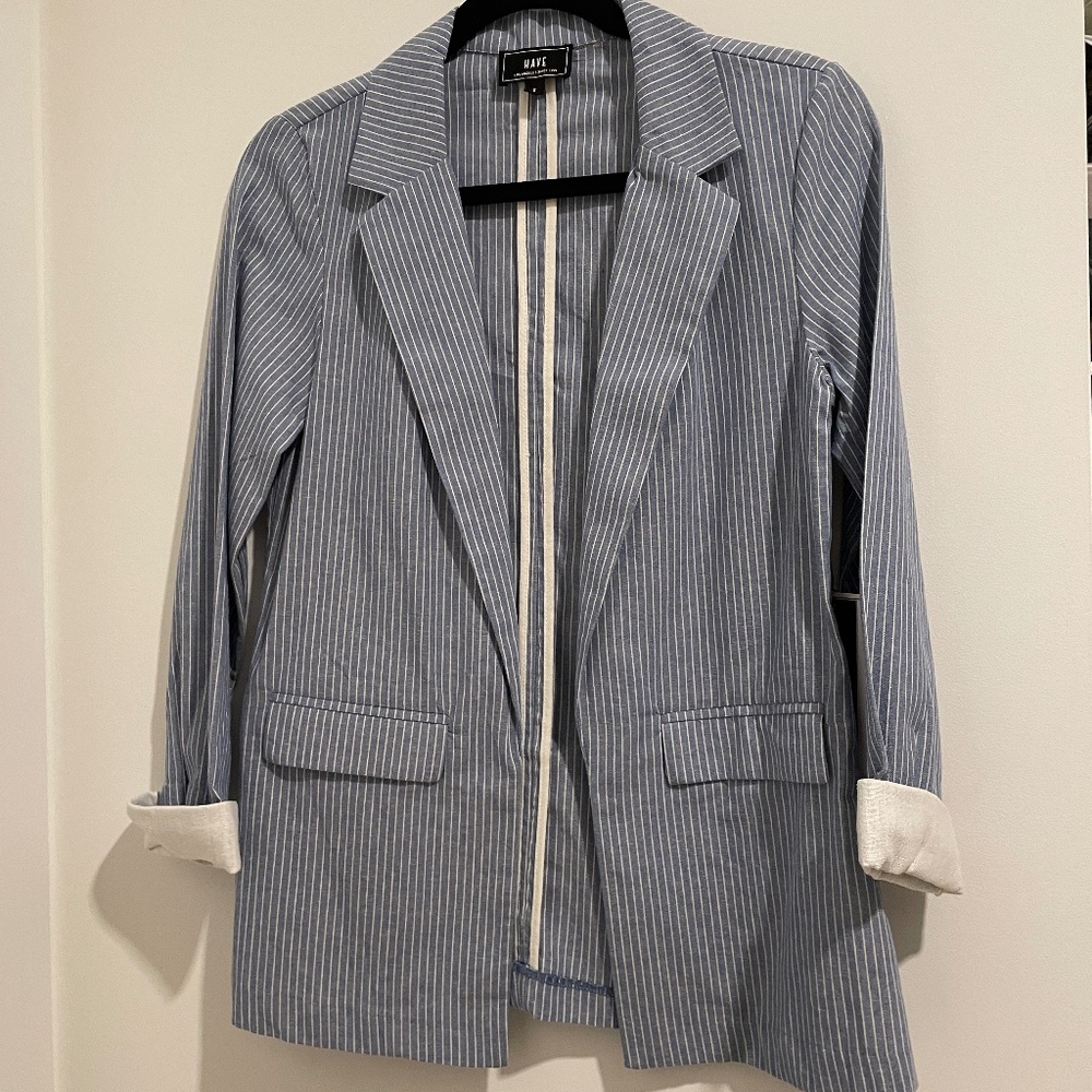 Blue White Striped Blazer